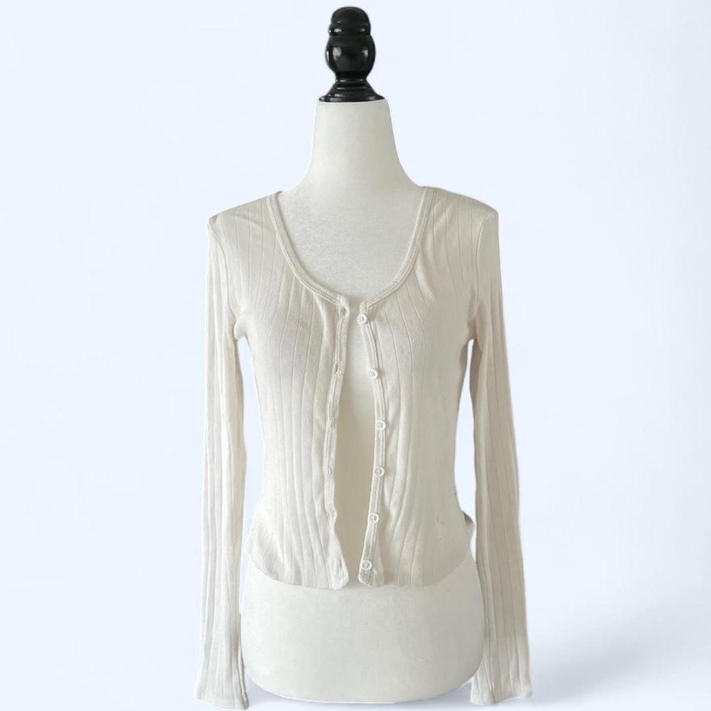 Glassons Womens Cream Cottagecore Knit Cardigan Long Sleeve Button Up Small